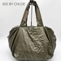 【SEE BY CHLOE】トートバッグ ハンドバッグ カーキ ナイロンのサムネイル