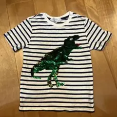 H&M ストライプ恐竜スパンコールTシャツ 130