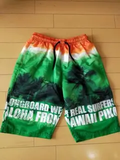 男子　水着　 150　サーフパンツ 　グリーン　オレンジ