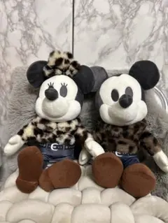 ミッキーマウス&ミニーマウス　デココレ　アニマルレオパードBIGぬいぐるみ