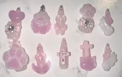 ネイルチップ 地雷系 量産型 ピンク 十字架 ハート ぷっくり ゴテゴテネイル