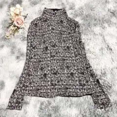 HAVE A NICE TRIP シルク 幾何学柄 ハイネック カットソー L