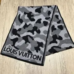 LOUISVUITTONルイヴィトンマフラーグレー迷彩ウールエシャルプミニタリー