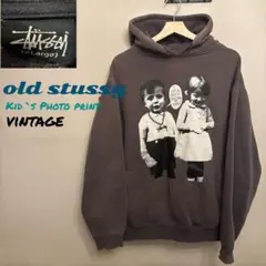 old stussy キッズフォト パーカー XLフェード感◎ vintage