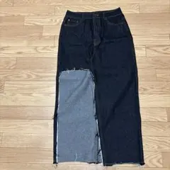 GRL ダークブルー タイトスカート スリット入り