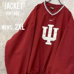 レア《ナイキ》カレッジ刺繍プルオーバーナイロンジャケット/メンズ2XL