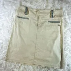 バーバリーブルーレーベル ホースロゴ 麻 リネン混 ミニスカート デニム 36