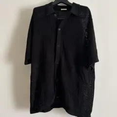 GU ブラック メッシュ編み ニットカーディガン L