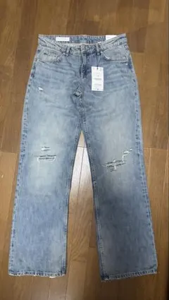 TRF ダメージ加工ワイドレッグハイウエストジーンズ ZARA ザラ 32