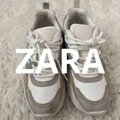 ZARA 厚底スニーカー EU 38 ホワイト/グレー/ベージュ