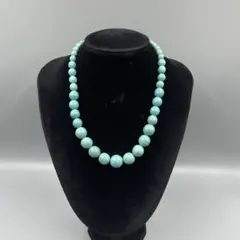049 ターコイズブルー ビーズネックレス 約50cm