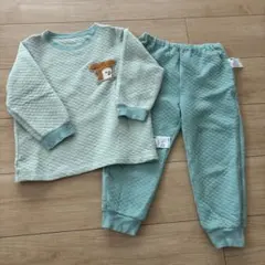 トースト刺繍付きキルティングパジャマ上下セット