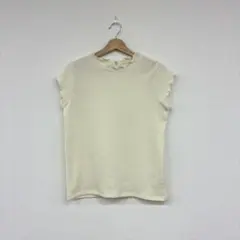 ☆アイボリーフリル袖 リブTシャツ レディースМサイズ