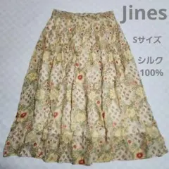 Jines 　ジネス　シルク100% スカート　花柄　透け感　Sサイズのサムネイル