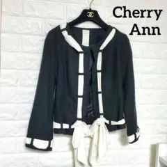 Cherry　Ann❤️ノーカラージャケット　黒白　お洒落　美品　リボン