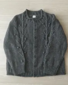 ツハルTHUHAR【美品】 アルパカ混ケーブル編み ニットカーディガン グレー