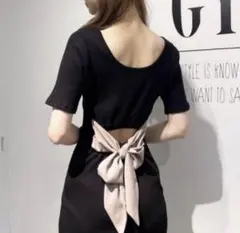 GYDA バックリボン半袖ワンピース