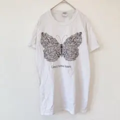 ギルダン バタフライ柄 Tシャツ クルーネック 半袖 白 S ホワイト 綿のサムネイル