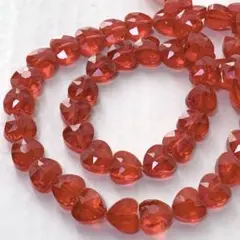 bk840/SALE！ガラスビーズ◇多面カット　ハート形　クリアレッド　1連