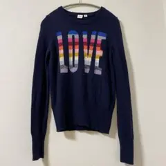 GAP LOVE ロゴ クルーネック ニット ネイビー XXSのサムネイル
