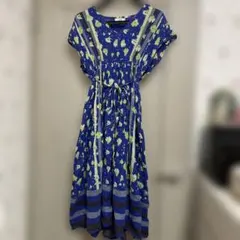 h.b エイチビー 花柄ロングワンピース インド綿100% フリーサイズ
