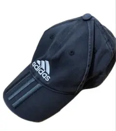 adidas キャップ ブラック　ストライプ　黒