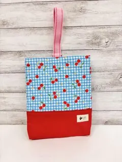 【さくらんぼ柄】シューズ袋/上履き入れ