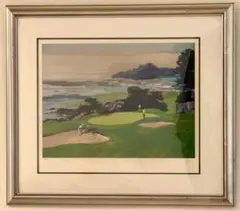 マーク・キング「ゴルフコース」版画 額装 風景画 海景 インテリア #232-2 Amazon.co.jp: CP MK2 マークキング MARK KING 沿岸のゴルフ場 額入り