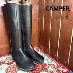 camper サイドジップ　ブラウン　ロングブーツ　37