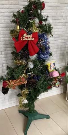 レトロ　クリスマスツリー　90センチ　オーナメントセット　靴下約53センチ