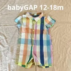 babyGAP 12-18m パステルカラーチェック　カバーオール　シャツ風