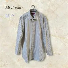Mr.JUNKO 長袖シャツ ストライプ 白 黒 ゆったり ビジネス XL✨美品のサムネイル