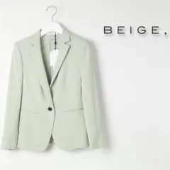 ベイジBEIGE.ノーカラージャケット シンディ ライトベージュグレー