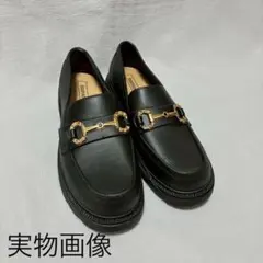 厚底 ビットローファー ブラック 24㎝ 黒 レディース 防水 滑り止め加工 雨