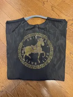 韓国購入! 馬のグラフィック エコバッグ 黒