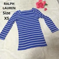 【人気☆LAUREN RALPH LAUREN】青　白　ボーダーカットソー　XS