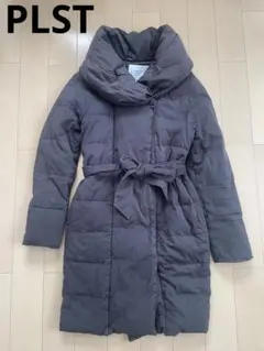 PLST ダークグレー ロングダウンジャケット