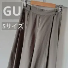 【GU】イージースカンツ カーキ オリーブ S ガウチョ ワイドパンツ 夏