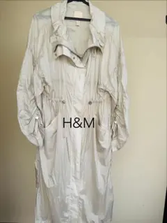 H&M フード付きアイボリー ロングコート