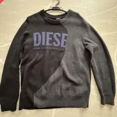【目玉】DIESEL 切り替えデザイン セーター ブラック/グレー