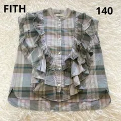 FITH ノースリーブ　チェック柄ブラウス　肩フリル　140cmのサムネイル