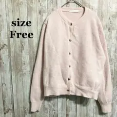 良品✨カーディガン ピンク きれいめカジュアル シンプル フリーサイズ 無地