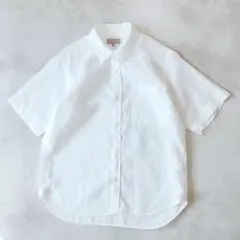 美品 マーガレットハウエル ハーフ スリーブ リネン100 シャツ ポケット Sのサムネイル