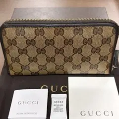 超美品‼️ グッチ　GUCCI 財布　長財布　GGキャンバス　ラウンドファスナー
