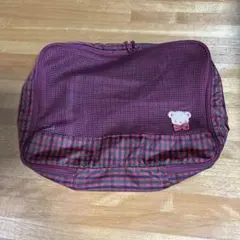 ファミリア　familiar赤チェックメッシュポーチ　Mサイズ
