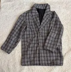 グレー系 チェック柄 チェスターコート