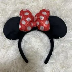 ミニーマウス カチューシャ スパンコール 赤