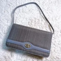 美品✨ホースヘアー　ワンショルダーバッグ　グレー　ゴールド金具