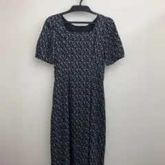 N.黒白花柄スクエアネックワンピース 美品
