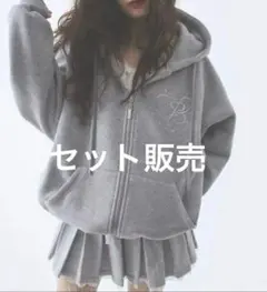 PELLICULE motif stone big PK パーカー gray